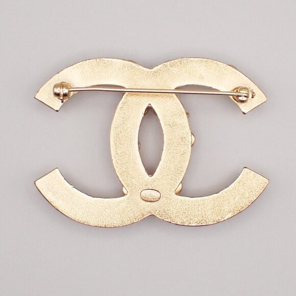 CHANEL CC Logo Color Stone Pin Brooch 01A Gold GHW France - Picture 4 of 5